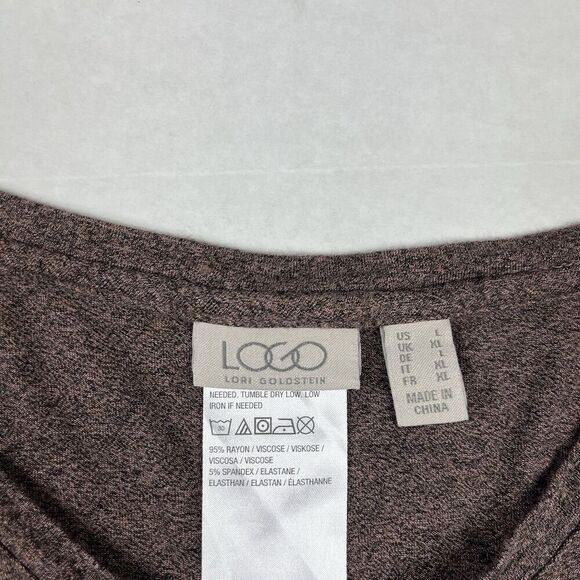 LOGO Lori Goldstein V-Neck Tunic Shirt Purple Long Sleeve Soft Casual Top LARGE - Picture 4 of 9